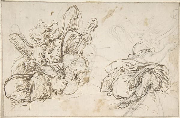 Figures of Two Music-Making Angels, by Anonymous, Spanish, School of Seville, 17th century