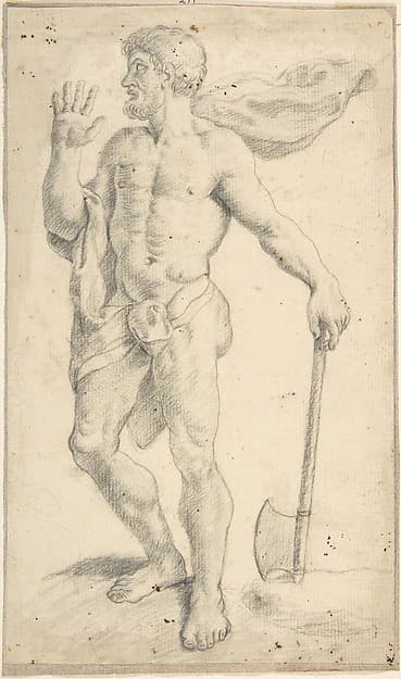 Standing Male Nude Figure, by Anonymous, Spanish, School of Seville, 17th century
