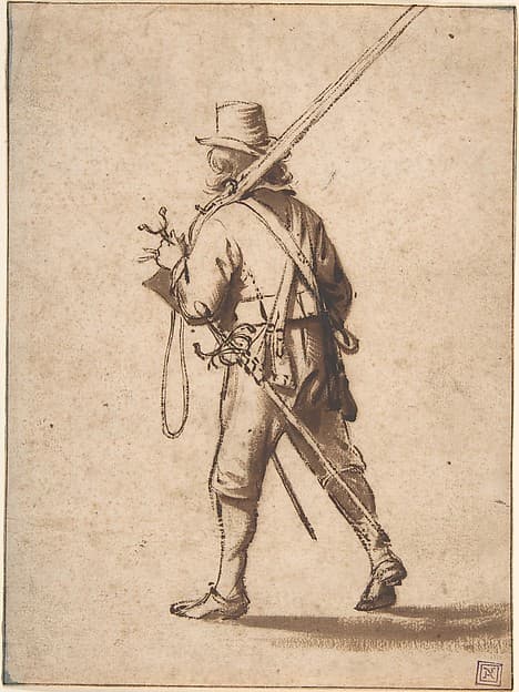 A Walking Musketeer, seen from behind, by Anthonie Palamedesz.