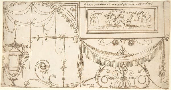 Grotesque ornament with garlands and vase, by Andrés de Melgar