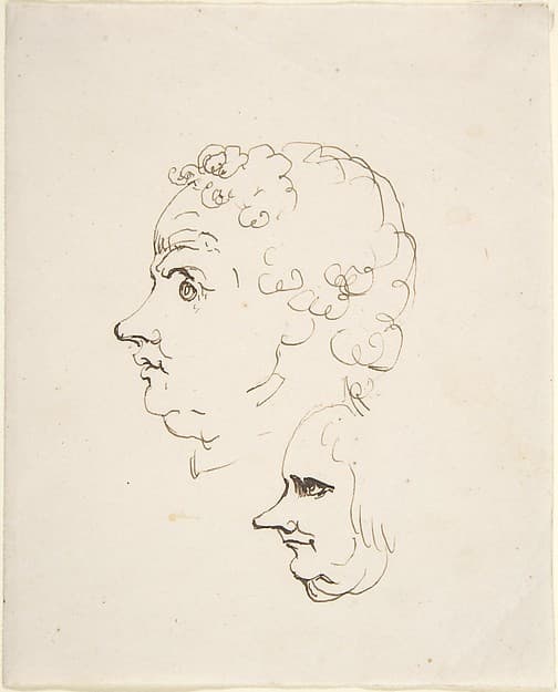 Two Caricature Heads of Men, by Johann Heinrich Wilhelm Tischbein
