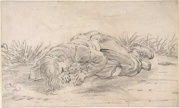 A Boy Sleeping in the Outdoors, by Cornelis Saftleven