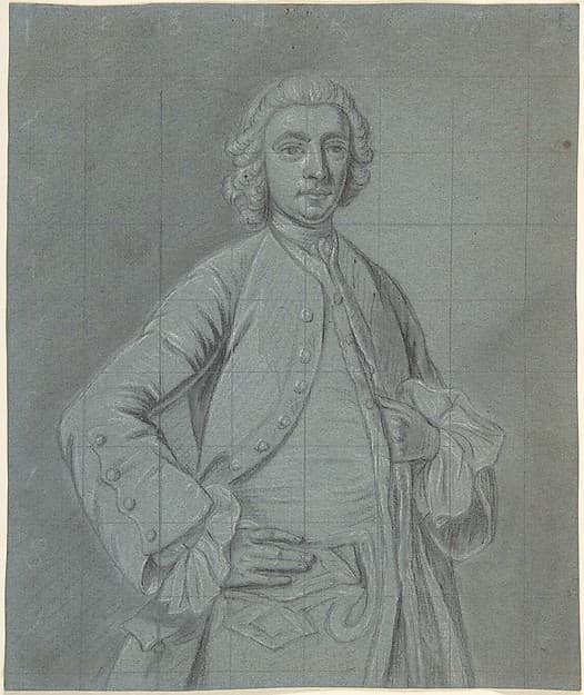 Half-length portrait study of a wigged man, by Joseph van Aken