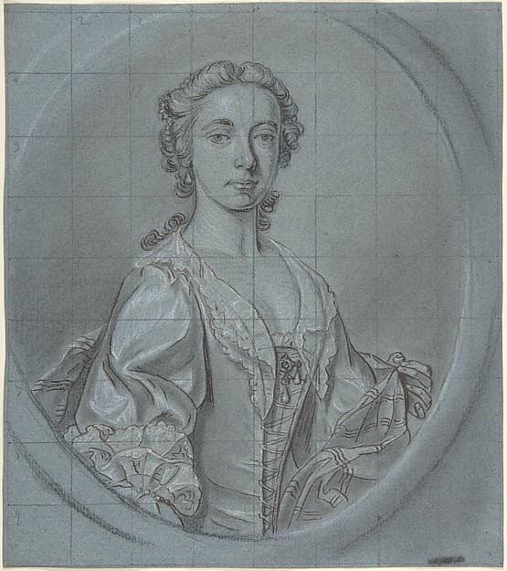 Bust-length portrait study of a young woman with a striped shawl, by Joseph van Aken