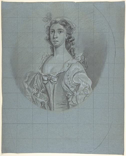 Half-length portrait study of a young woman with long hair, by Joseph van Aken