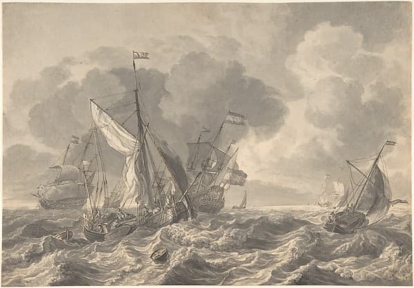 Ships in a Stormy Sea, by Ludolf Backhuysen