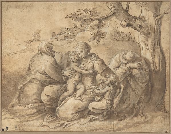 The Holy Family with Saint Elizabeth and the Infant John the Baptist, by Polidoro da Caravaggio