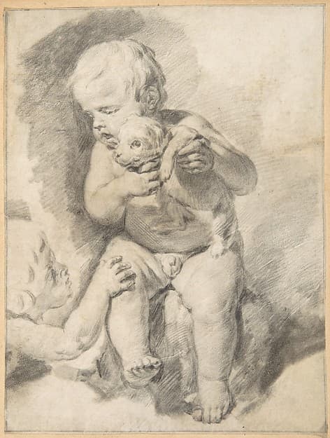 Two Boys with a Puppy, by Cornelis Visscher