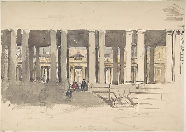 Greenwich Hospital (recto); Study of a Building (verso), by David Cox