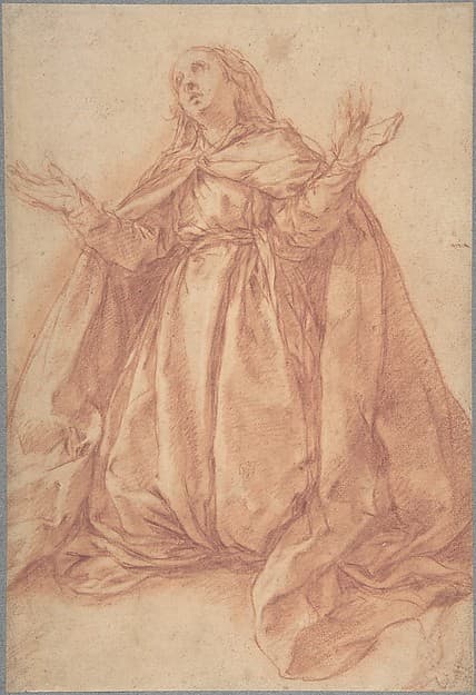 Kneeling Female Figure with Upraised Arms, by Abraham Bloemaert
