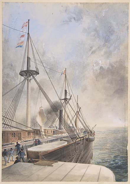 View Looking Aft from the Port Paddle-box on the Deck of the Great Eastern: Showing the Trough for the Cable, etc., by Robert Charles Dudley
