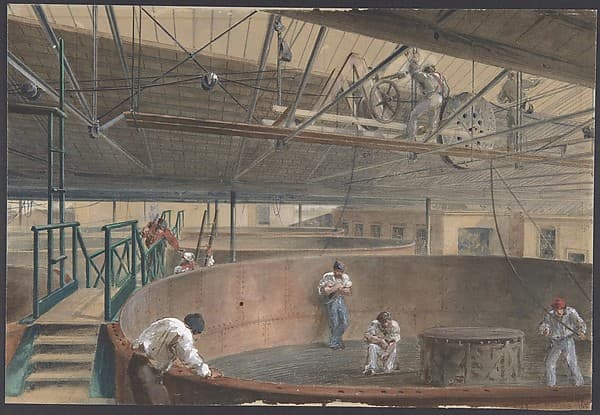 Coiling the Cable in the Large Tanks at the Works of the Telegraph Construction and Maintenance Company of Greenwich, 1865, by Robert Charles Dudley