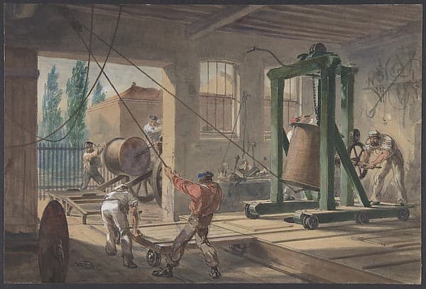 The Reels of Gutta-percha Covered Conducting Wire Conveyed into Tanks at the Works of the Telegraph Construction and Maintenance Company, at Greenwich, by Robert Charles Dudley