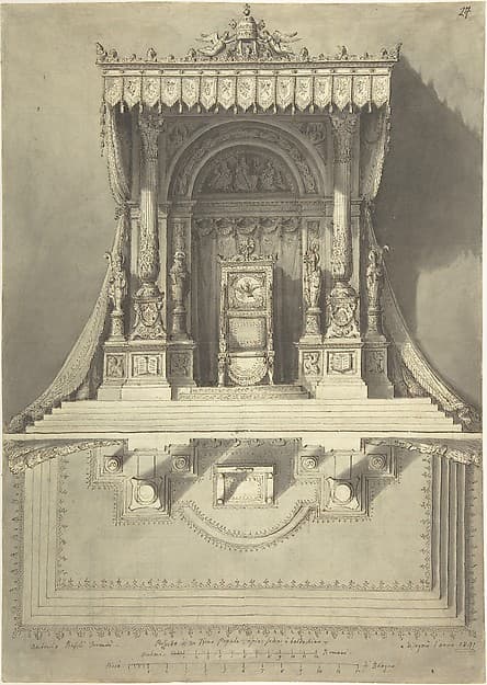Elevation and Ground Plan for a Papal Throne, by Antonio Basoli
