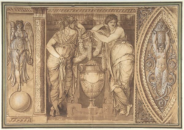 Design for a Frieze with Two Women Flanking an Urn, by Giuseppe Cades