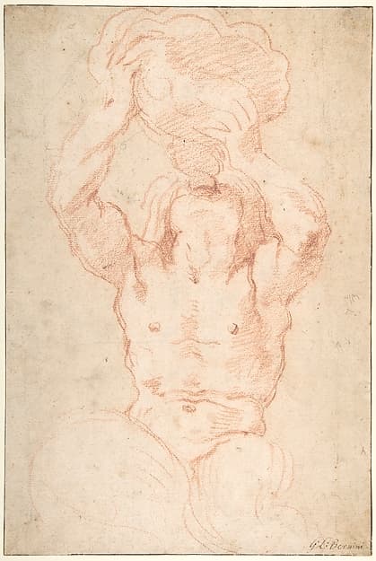 Study for a Triton (recto); Anatomical Studies ? (verso), by Gian Lorenzo Bernini