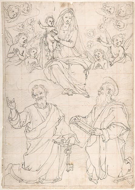 Virgin and Child Appearing in a Glory of Angels to Saint Peter and Saint Paul, by Jacopo da Empoli (Jacopo Chimenti)