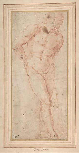 Standing Male Nude with Hands behind Back, by Battista Franco