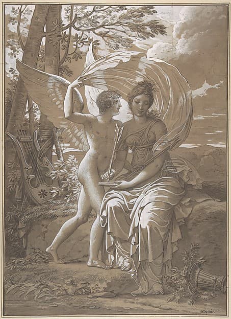 The Muse Erato Writing Verses Inspired by Love, by Charles Meynier