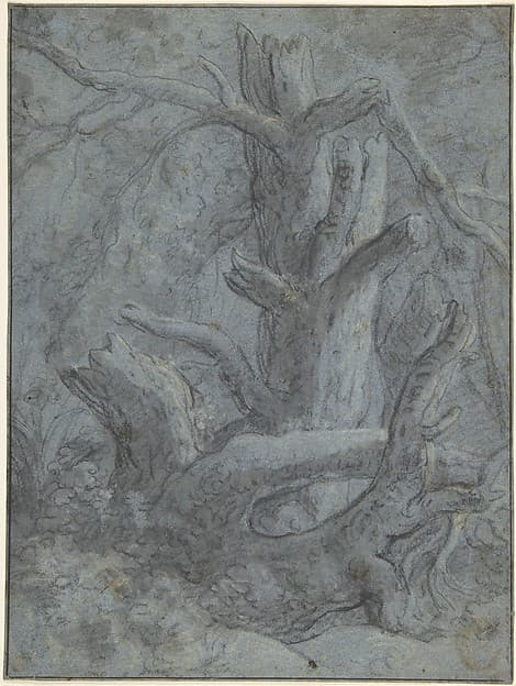 Study of a Blasted Tree Trunk and Branches, by Simon de Vlieger