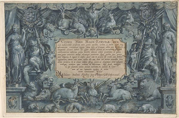 Design for a Frontispiece with the Medici Arms, by Jan van der Straet, called Stradanus