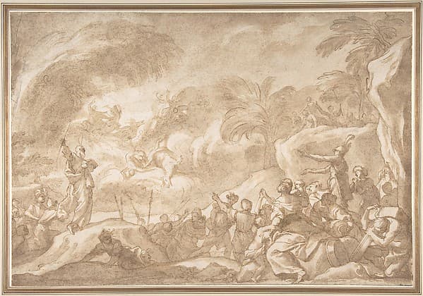 Moses and the Chosen People Behold the Drowning of the Egyptian Army in the Red Sea, by Domenico Piola