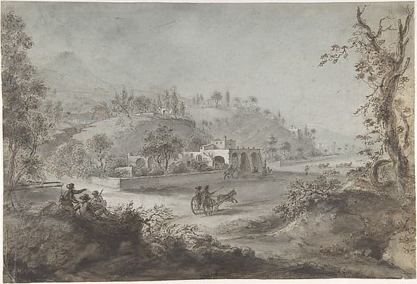 Landscape Prospect with a Buggy and a Herd of Goats, by Giuseppe Zocchi