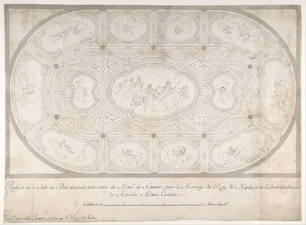 Ceiling of Ballroom decorated for the Marriage of the King of Naples to the Archduchess of Austria, by Luigi Vanvitelli