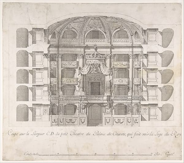 Transverse Section of the Small Theater in the Palace of Caserta with a View Towards the Royal Box, by Luigi Vanvitelli
