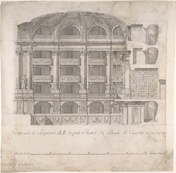 Longitudinal Section of the Small Theater in the Palace at Caserta, by Luigi Vanvitelli