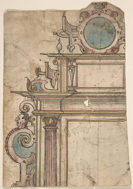 Fragment of architectural frame, by Anonymous, Netherlandish, 16th century