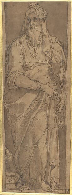 Standing Prophet in a Niche, Holding a Book, by Taddeo Zuccaro