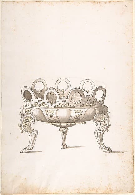 Design for Shallow Round Dish on Three Legs, by Erasmus Hornick