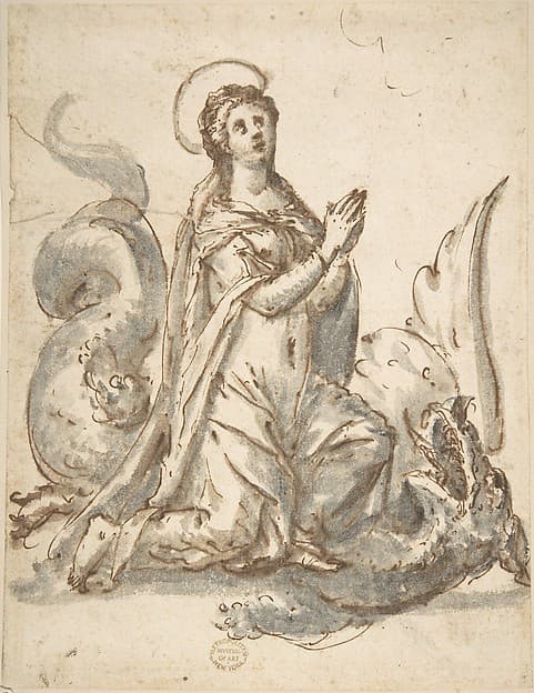 Saint Margaret and the Dragon, by Anonymous, Italian, 16th century