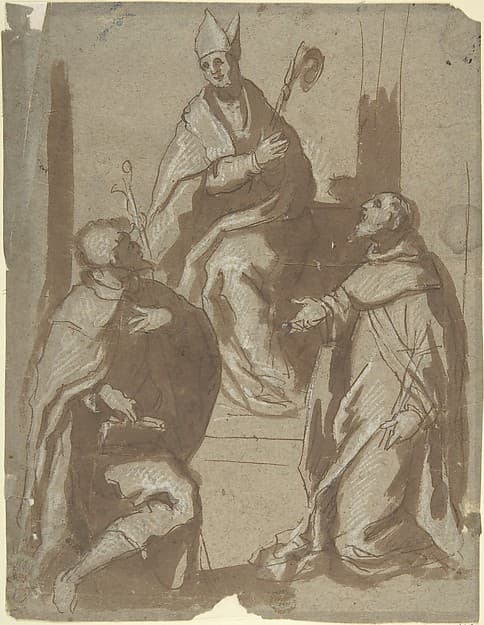 Bishop and Two Saints, by Anonymous, Italian, Venetian, 15th to 16th century