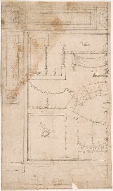 Design for the Decoration of a Wall with Grotteschi in the Antique-Style, by Luzio Luzzi (also known as Luzio Romano, Luzio da Todi)