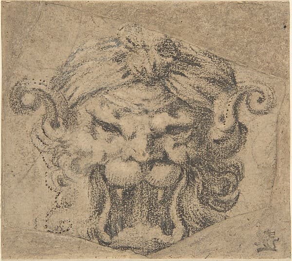 Design for a Leonine Grotesque Head, by Anonymous, Italian, 16th to 17th century