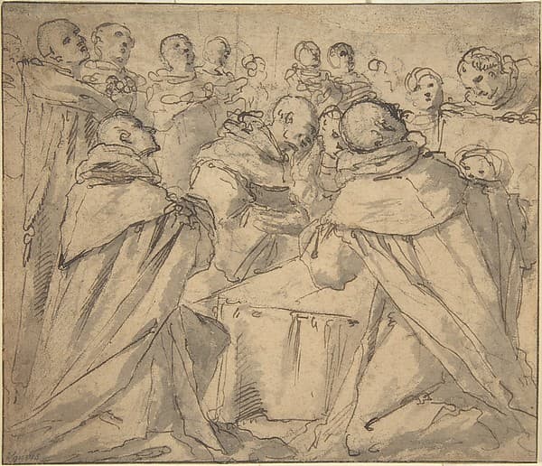 Deathbed Scene with Monks, by Anonymous, Italian, 16th to 17th century