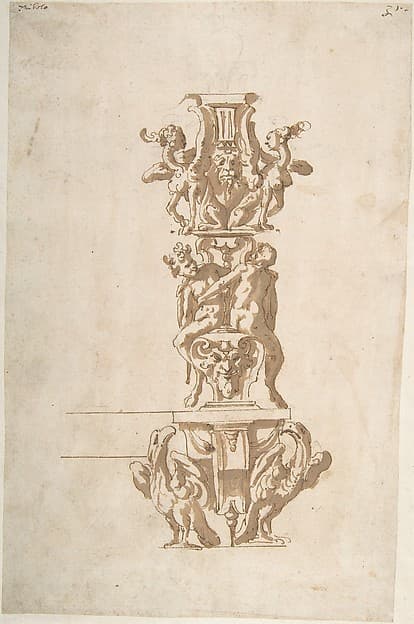 Ornamental Design with Eagles and Mythological Figures, by Anonymous, Italian or Spanish, 16th century