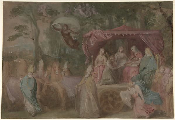 The Triumph of the Church: Ecclesia Presented with the Doctrines, Seated in a Chariot Attended by the Four Doctors of the Church, by Otto van Veen