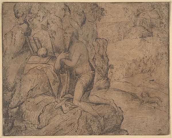 St. Jerome in a Landscape, by Anonymous, Italian, Venetian, 15th to 16th century