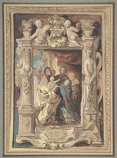 The Presentation in the Temple, with a Design for a Sculpted Frame, by Jacob Jordaens