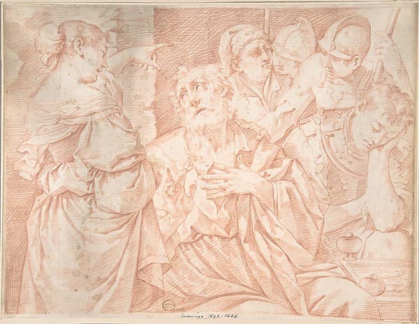 Peter Denying Christ, engraver's copy after a painting by Lorenzo Pasinelli, by Ercole Procaccini The Younger