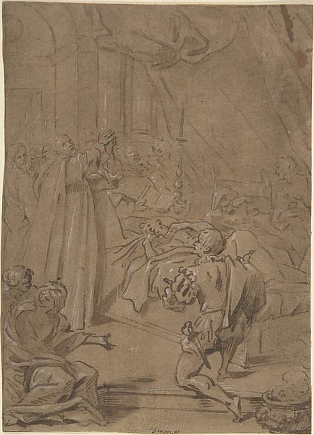 Deathbed Scene, by Anonymous, Flemish, 17th century