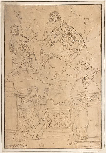 Madonna and Child with Saint John the Baptist and three other Saints, by Ercole Procaccini The Younger