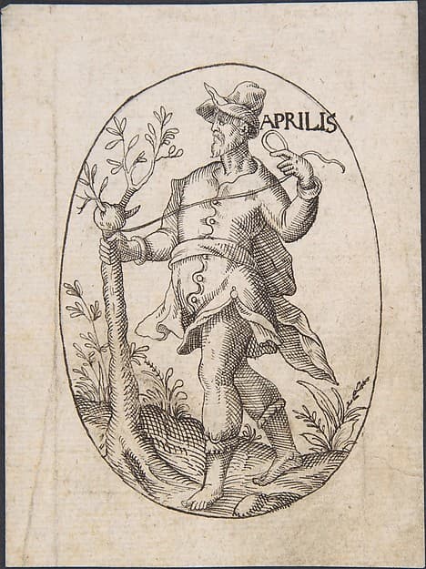 The Month of April: Man Grafting a Branch onto a Tree, by Erasmus Hornick