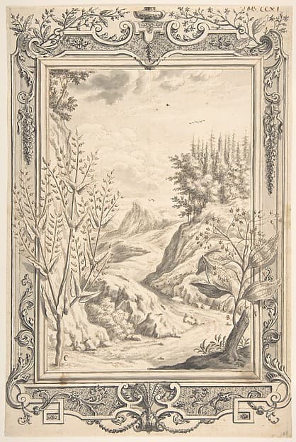 Landscape with Ornamental Frame, by Johann Melchior Füssli