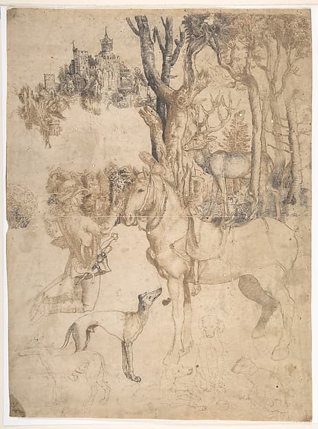 The Vision of Saint Eustace, by Anonymous, German, 16th century