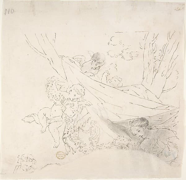 Female Figure with Cherubs, by Anonymous, Italian, 18th century