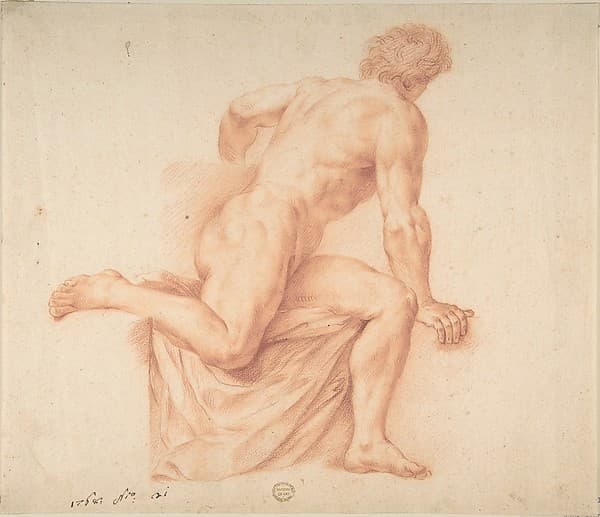 Nude Study, by Anonymous, Italian, 18th century